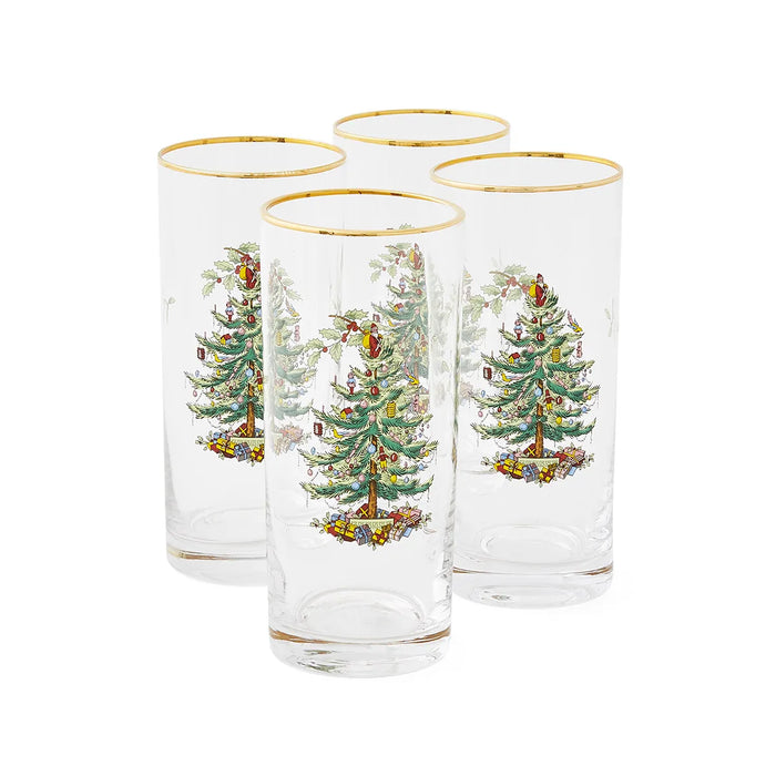 Christmas Tree Set of 4 Highball Glasses