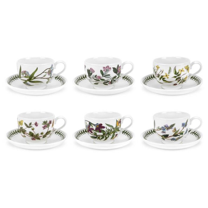 Botanic Garden Set of 6 Teacups & Saucers