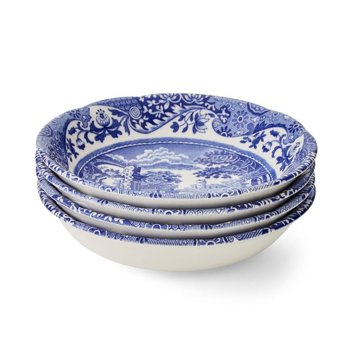 Second Blue Italian Small Cereal Bowls 16cm Set of 4