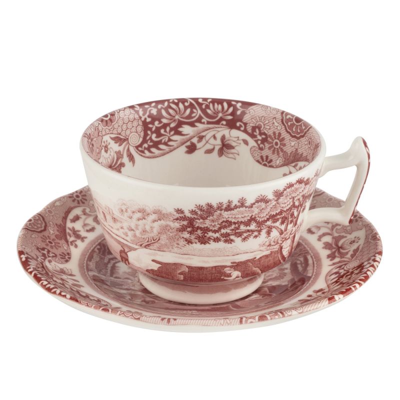 Spode Cranberry Italian Tea Cup and Saucer
