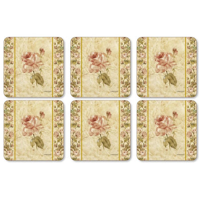 Antique Rose Linen Set of 6 Coasters