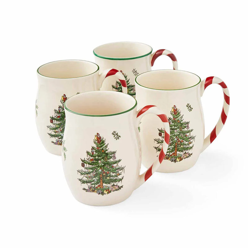 Christmas Tree Set of 4 Candy Cane Mugs