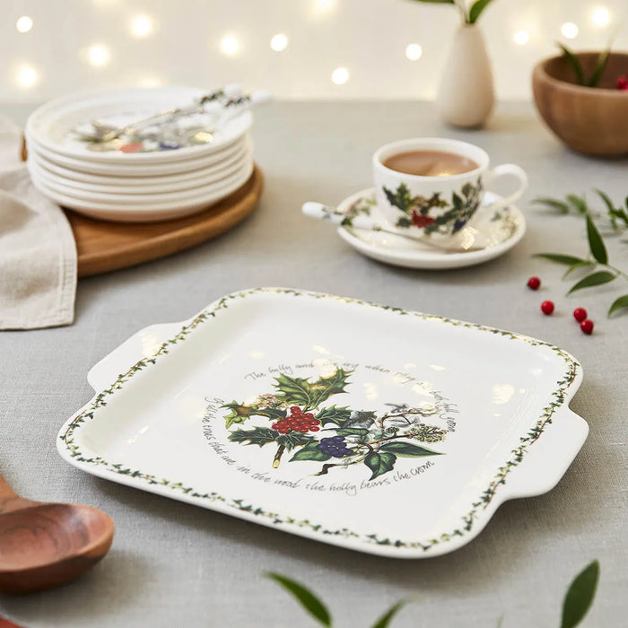 The Holly and the Ivy Square Cake Plate