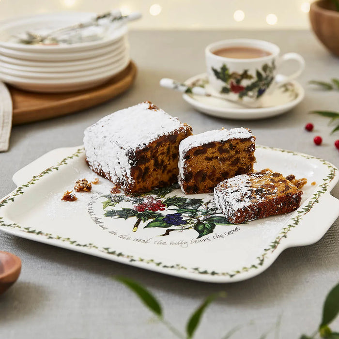 The Holly and the Ivy Square Cake Plate