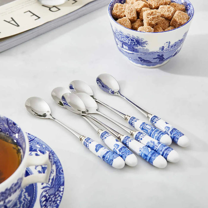 Spode Blue Italian Set of 6 Tea Spoons 
