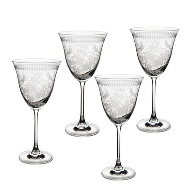 Botanic Garden Set of 4 Crystal Wine Glasses