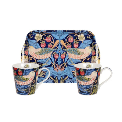 Morris &amp; Co. Strawberry Thief Mug &amp; Tray,Blue