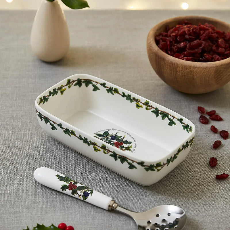 The Holly and the Ivy Cranberry Dish &amp; Spoon
