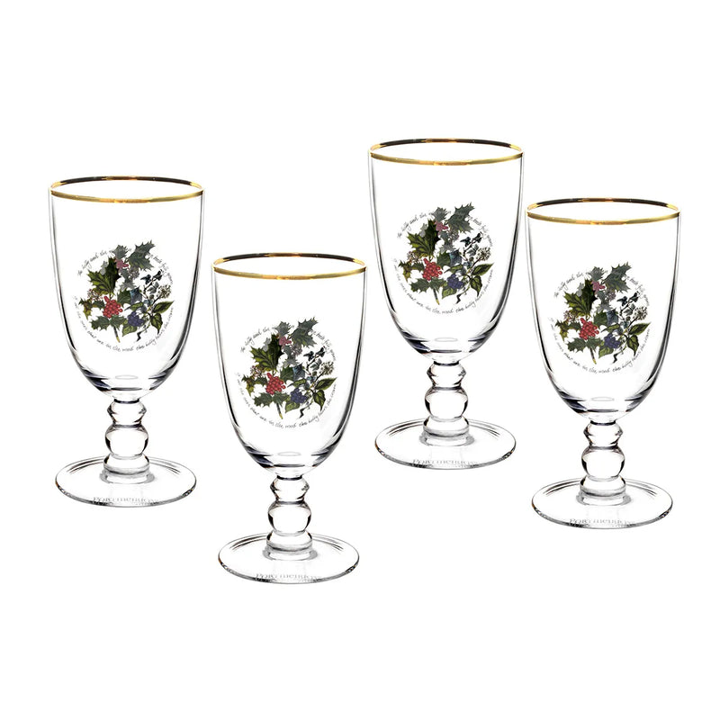 The Holly and the Ivy Set of 4 Goblets
