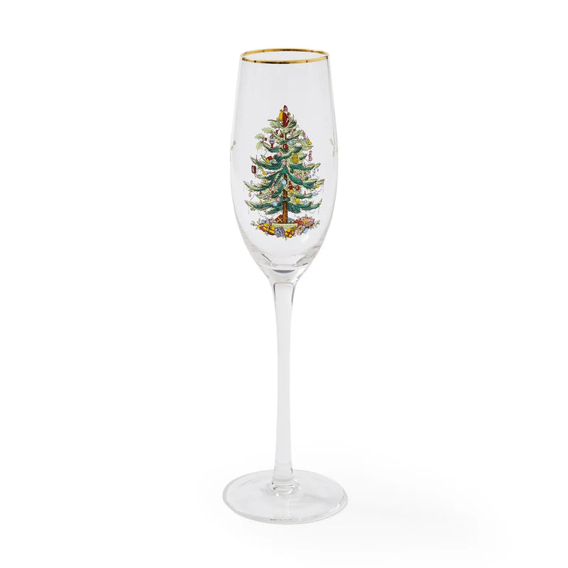 Christmas Tree Set of 4 Champagne Flutes