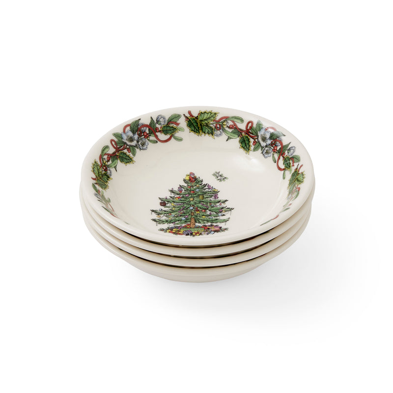 Christmas Tree Wreath Set of 4 Small Cereal Bowls