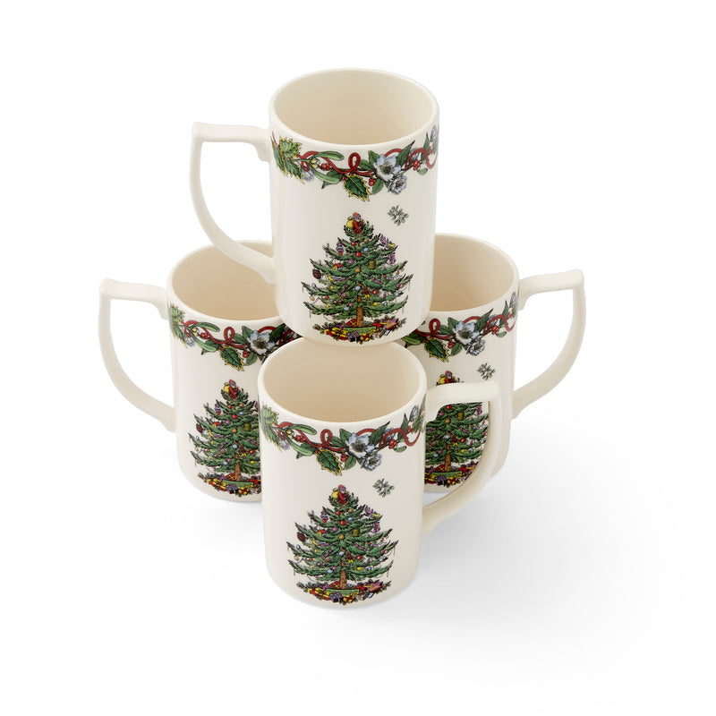 Spode Christmas Tree Wreath Mug Set 4