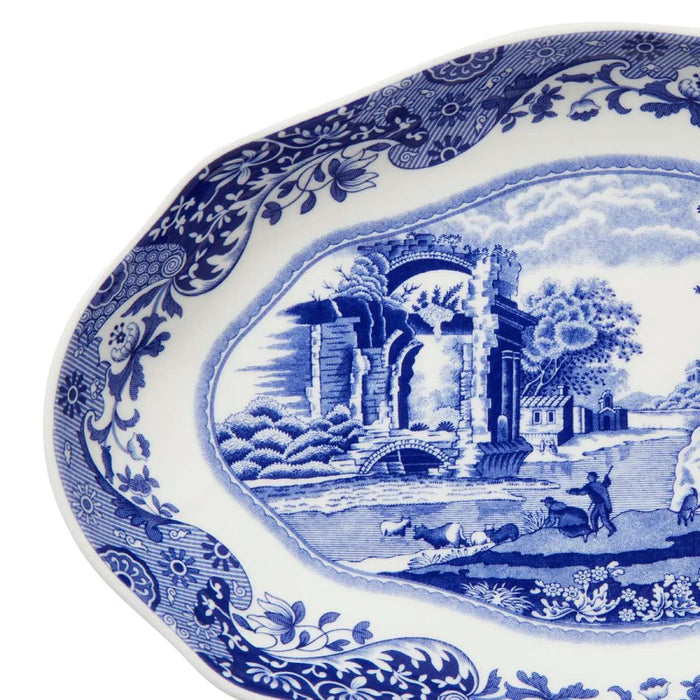 Spode Blue Italian Oval Fluted Dish 