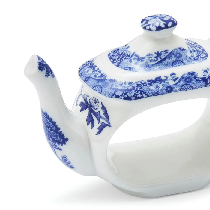 Spode Blue Italian Teapot Napkin Rings - Set of 4 