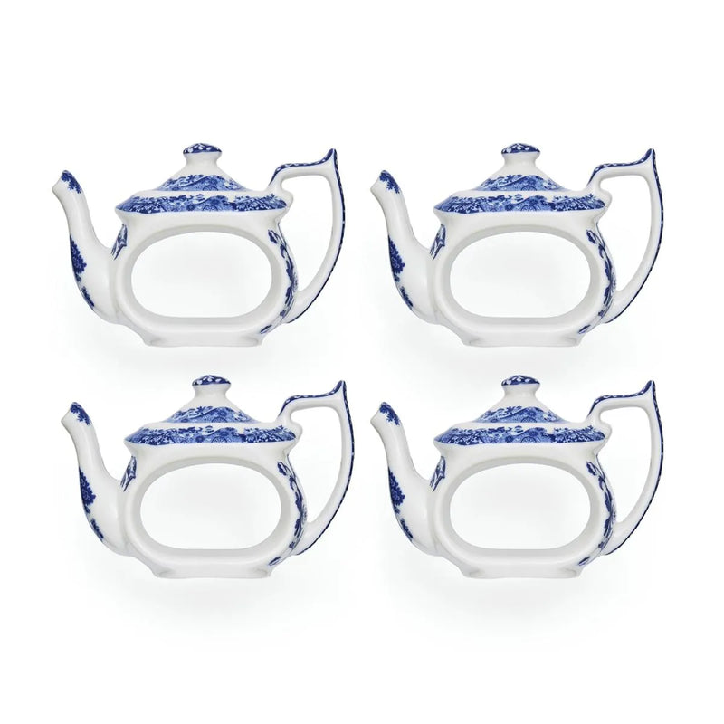 Spode Blue Italian Teapot Napkin Rings - Set of 4