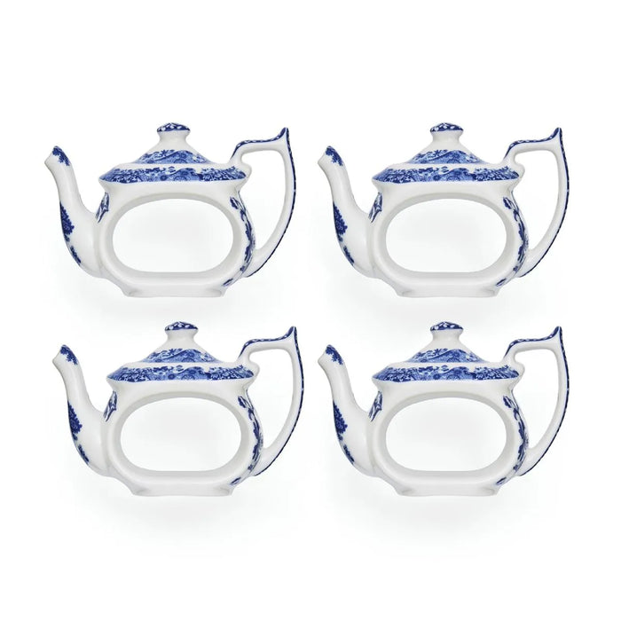 Spode Blue Italian Teapot Napkin Rings - Set of 4 