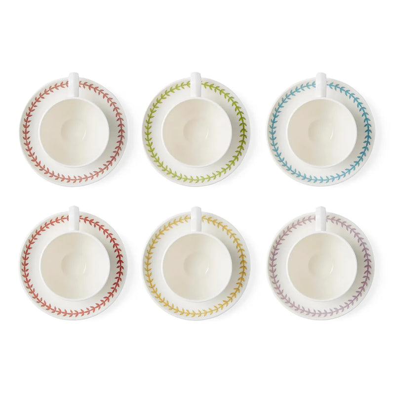 Botanic Garden Meadow Set of 6 Breakfast Teacups &amp; Saucers, Assorted