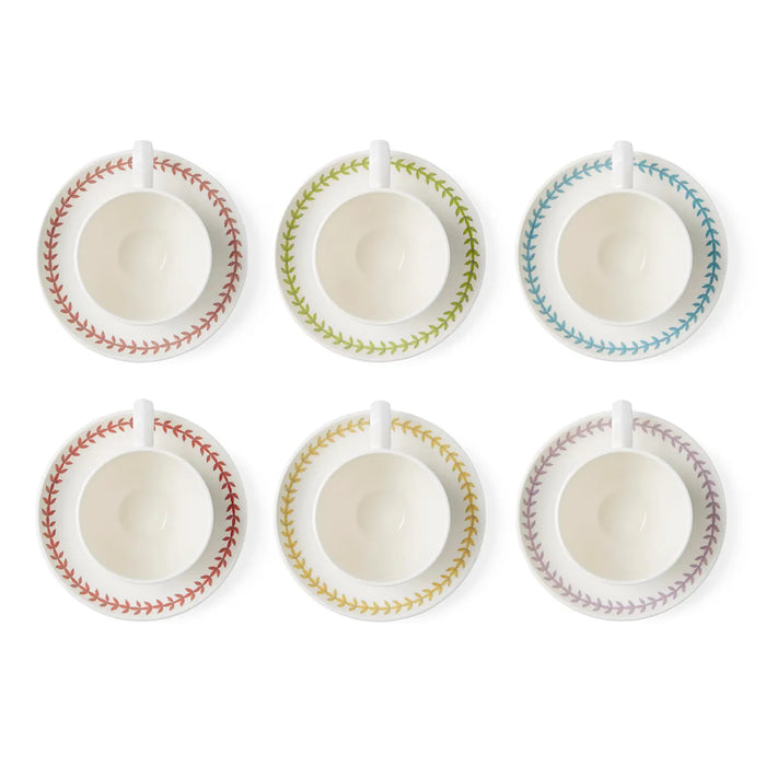 Botanic Garden Meadow Set of 6 Breakfast Teacups &amp; Saucers, Assorted
