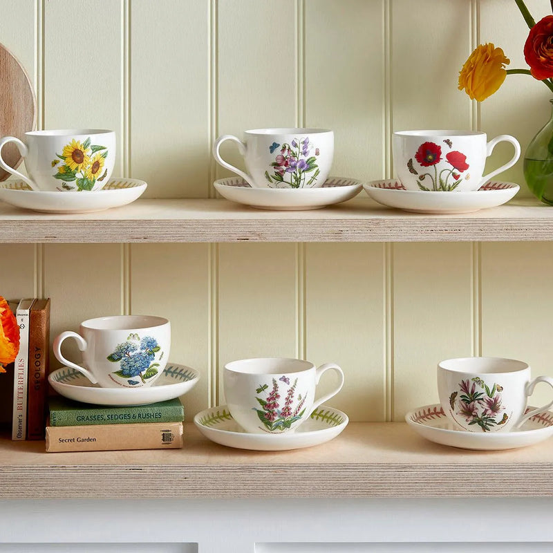 Botanic Garden Meadow Set of 6 Breakfast Teacups &amp; Saucers, Assorted