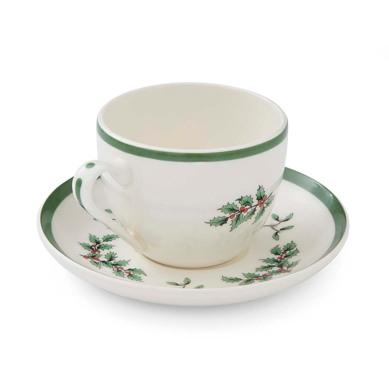 Christmas Tree Set of 4 Teacups & Saucers