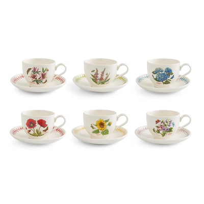 Botanic Garden Meadow Set of 6 Teacups &amp; Saucers, Assorted