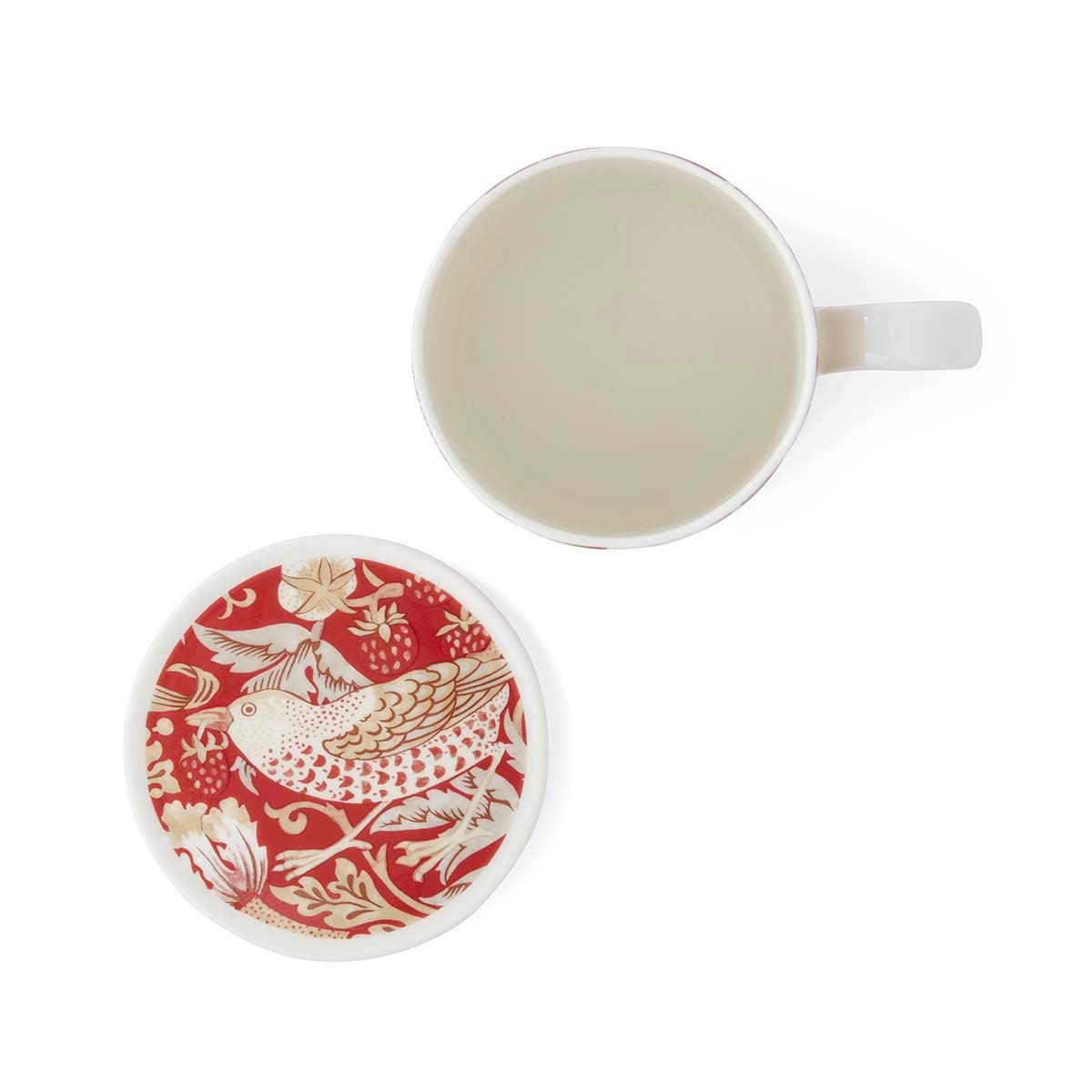 Morris & Co. Strawberry Thief Indian Red Mug & Coaster Set