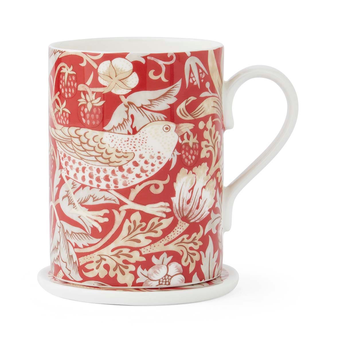Morris & Co. Strawberry Thief Indian Red Mug & Coaster Set