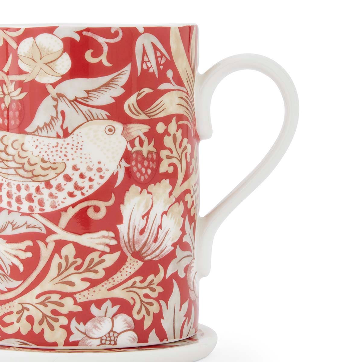 Morris & Co. Strawberry Thief Indian Red Mug & Coaster Set