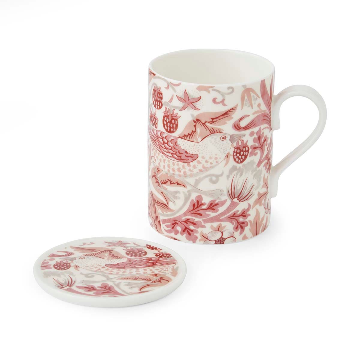 Morris & Co. Strawberry Thief Madder Mug & Coaster Set