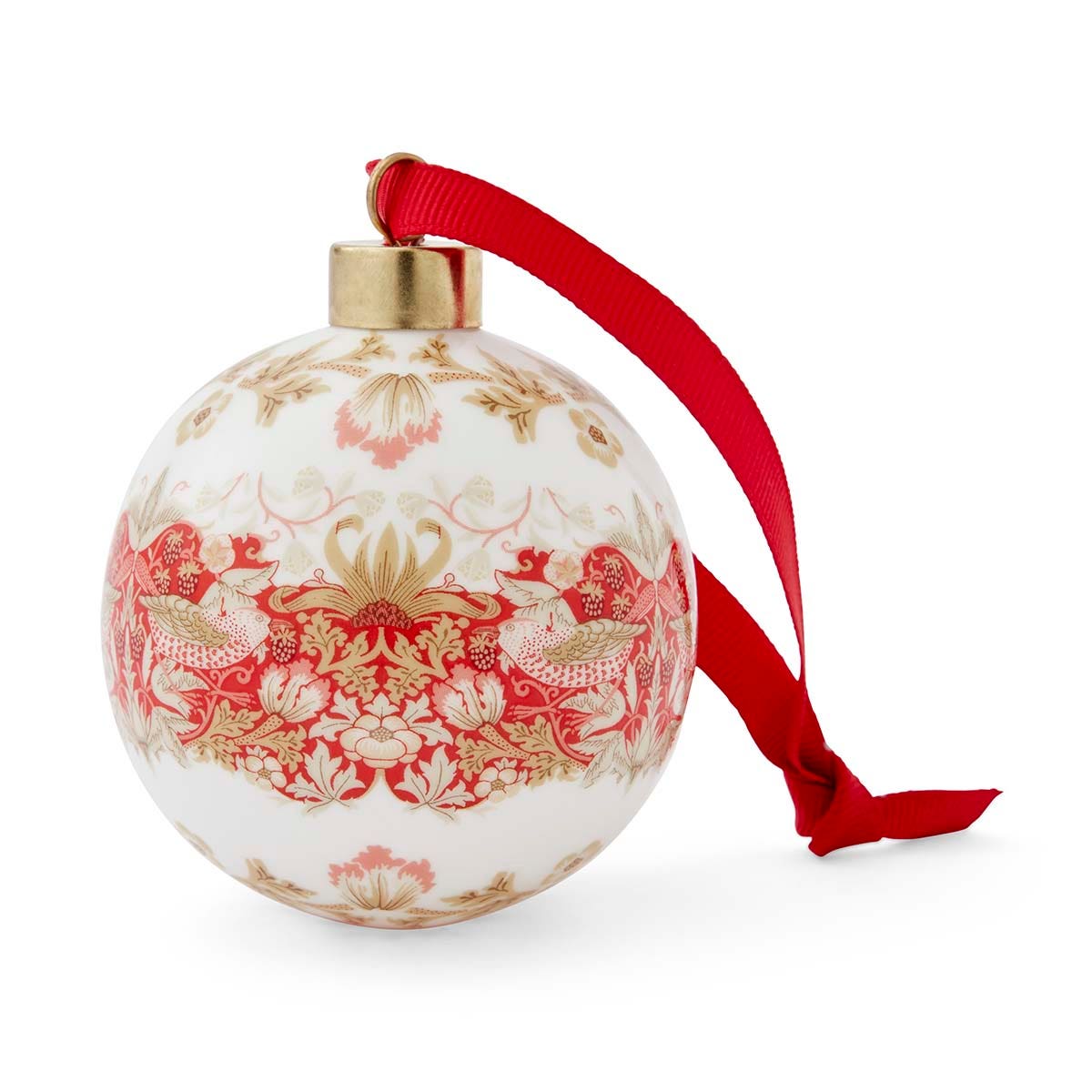 Morris & Co. Strawberry Thief Indian Red Bauble
