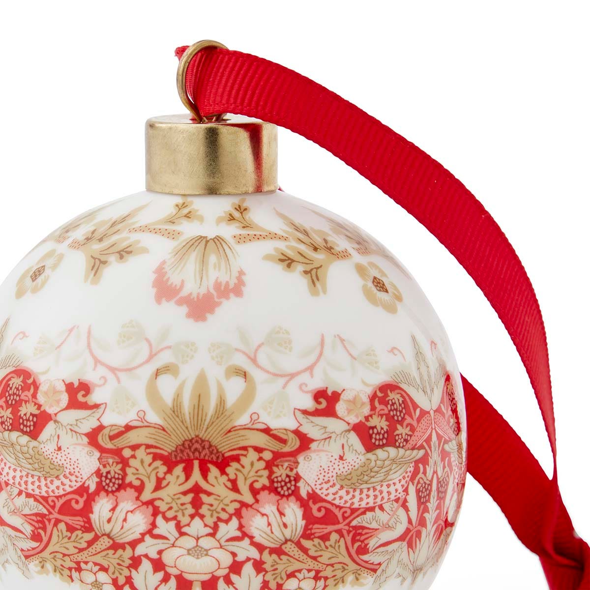 Morris & Co. Strawberry Thief Indian Red Bauble