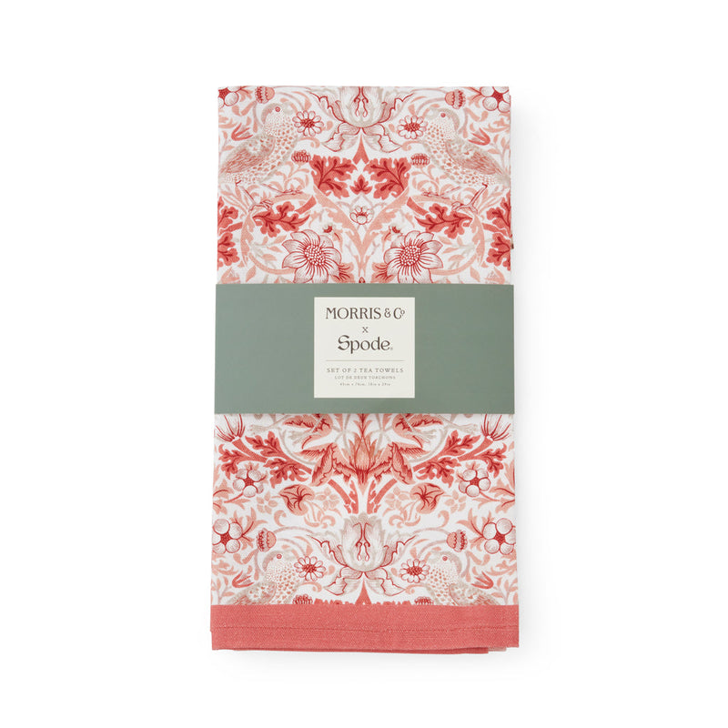 Morris & Co Strawberry Thief Asstd Tea Towel S/2