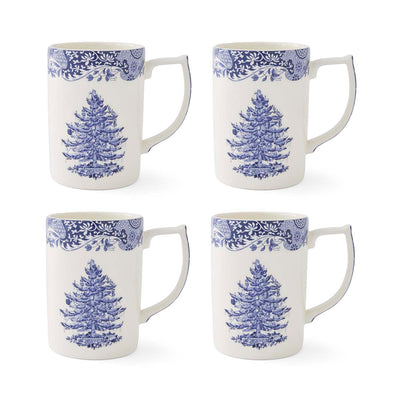 Blue Italian Christmas Tree Mug 12oz Set of 4