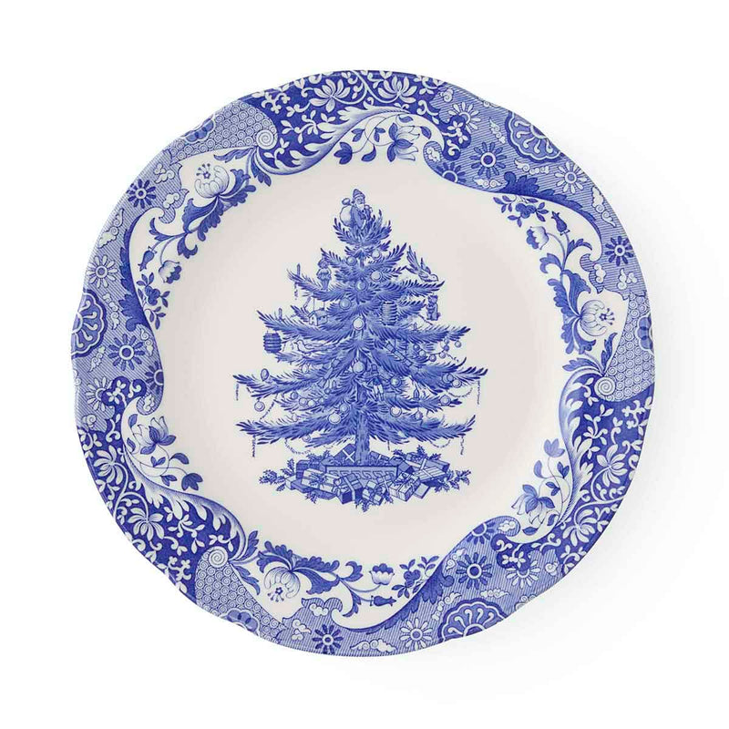 Blue Italian Christmas Tree Dinner Plate 27cm
