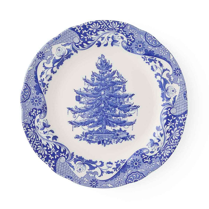 Blue Italian Christmas Tree Dinner Plate 27cm Set of 4