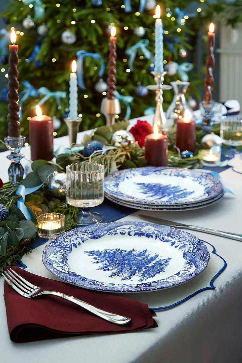 Blue Italian Christmas Tree Dinner Plate 27cm