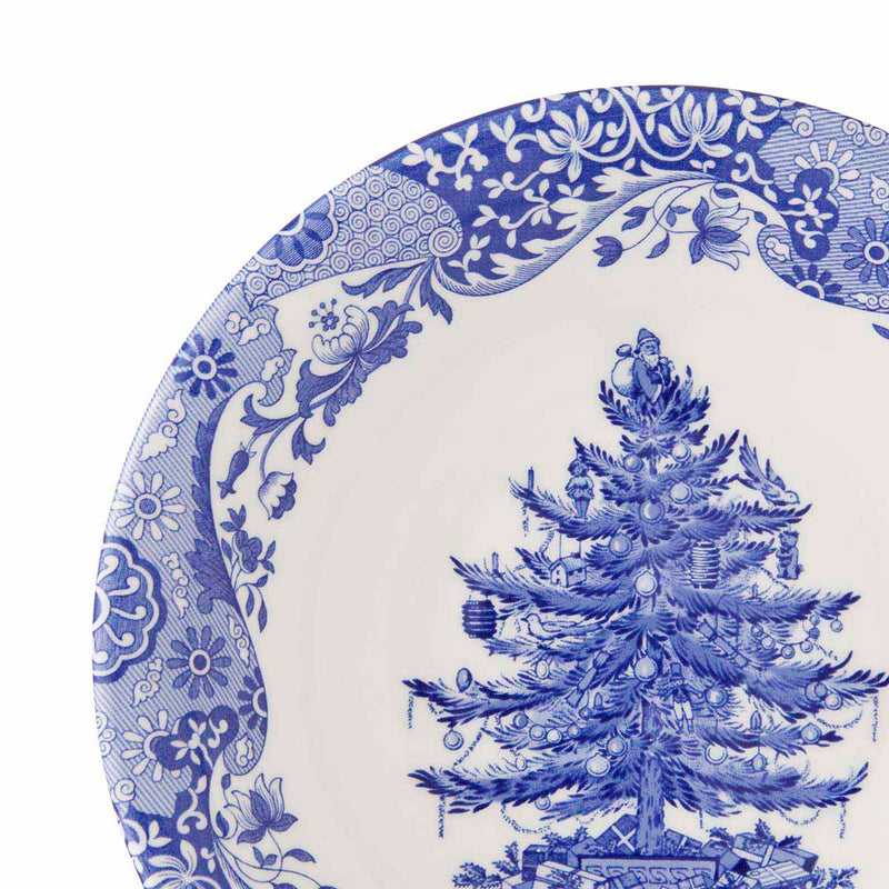 Blue Italian Christmas Tree Dinner Plate 27cm