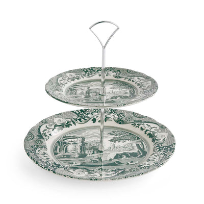 Spode Heritage Green Italian 2-Tier Cake Stand 27cm&19cm