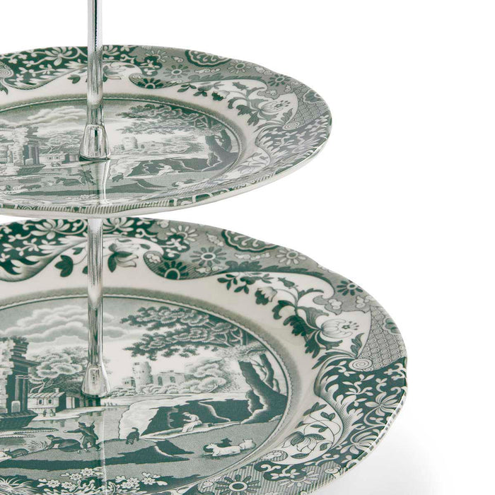 Spode Heritage Green Italian 2-Tier Cake Stand 27cm&19cm