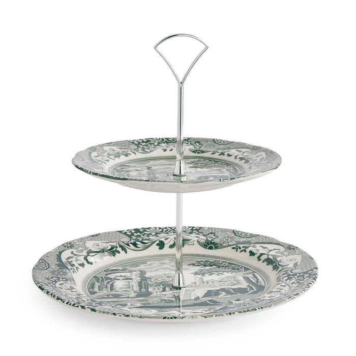 Spode Heritage Green Italian 2-Tier Cake Stand 27cm&19cm