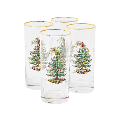 Christmas Tree Set of 4 Highball Glasses