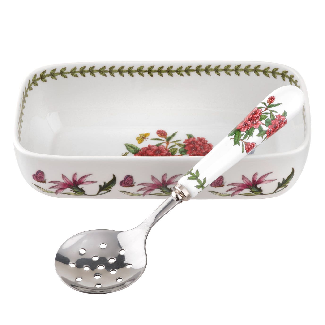 Botanic Garden Sauce Dish & Slotted Spoon — Spode Thailand