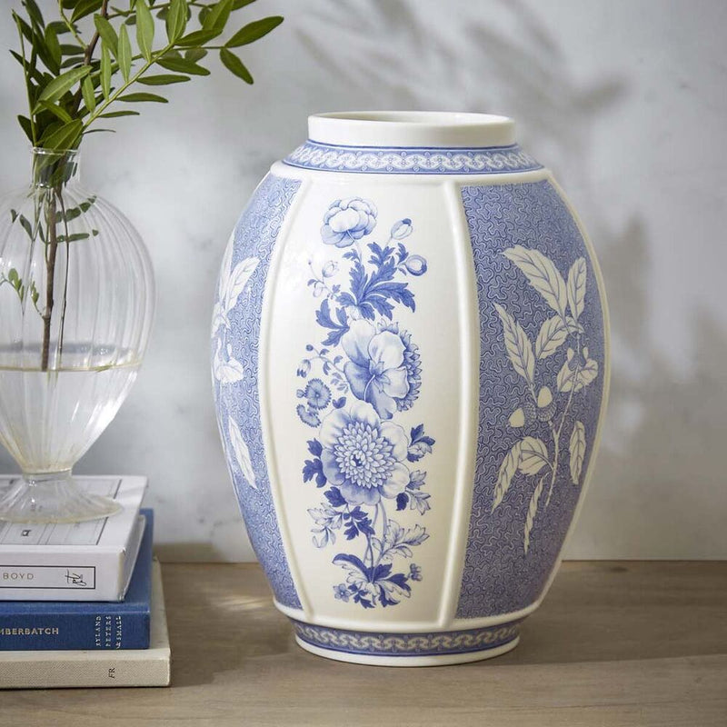 Spode Blue Italian Archive - British Flowers Vase - 25cm