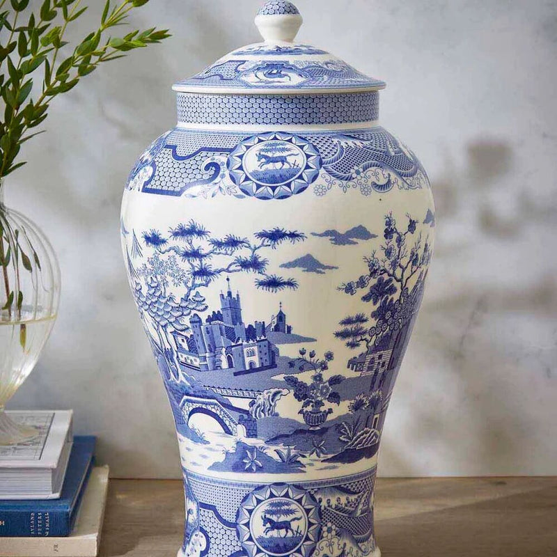 Spode Blue  Gothic Castle Ginger Jar - 30cm