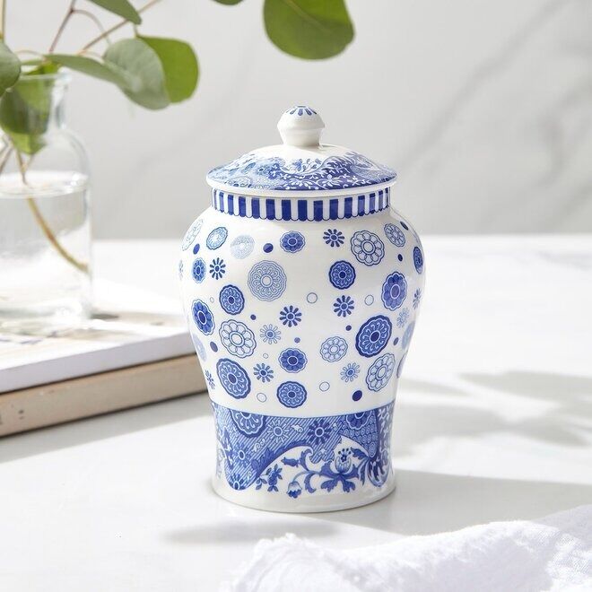 Spode Blue Italian Brocato Archive - Mini Vase - 13cm