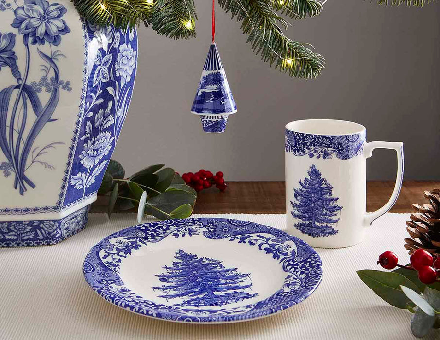 Blue Italian Christmas Tree Plate 20cm