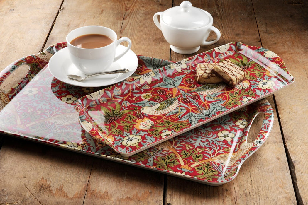 Morris &amp; Co Strawberry Thief Large Tray, Red