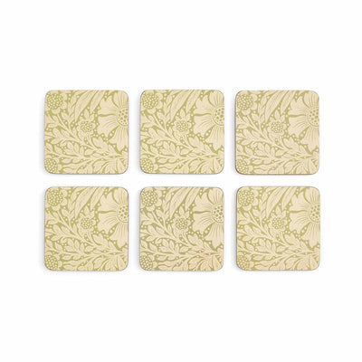 Morris &amp; Co. Marigold 6 Coasters, Green
