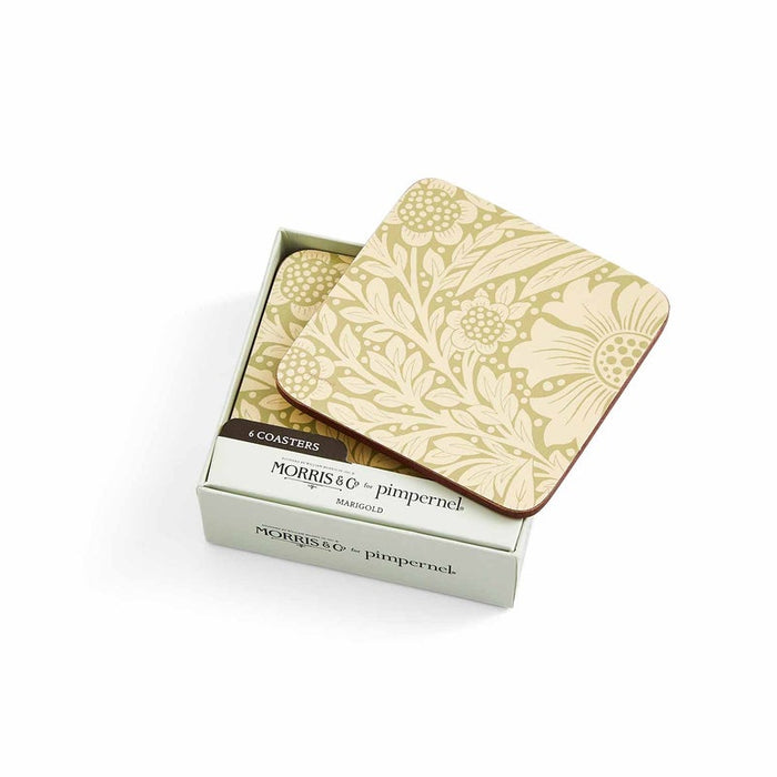 Morris &amp; Co. Marigold 6 Coasters, Green