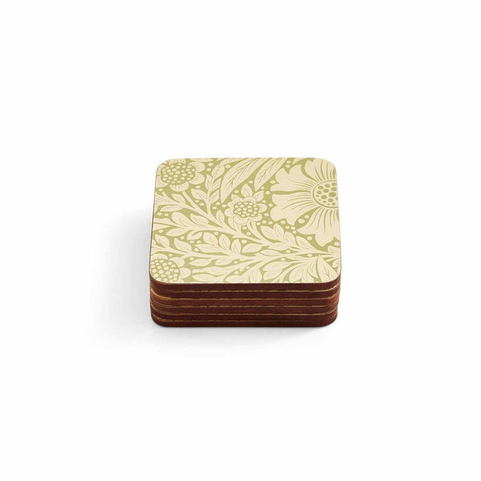 Morris &amp; Co. Marigold 6 Coasters, Green